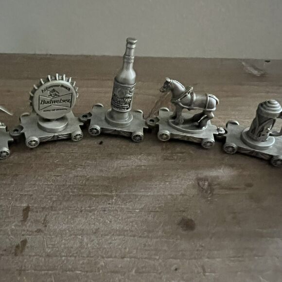 Vintage 1999 Complete Fort Budweiser Anheuser Busch 7 Piece Pewter Train - Picture 3 of 10
